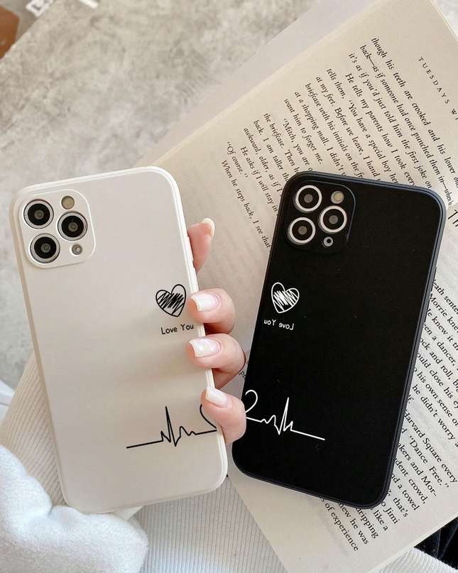 Juego de 2 Fundas de Teléfono TPU en Blanco y Negro para Parejas