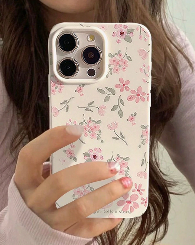 Funda de Teléfono Suave y Artística con Diseño de Flores Blancas Delicadas