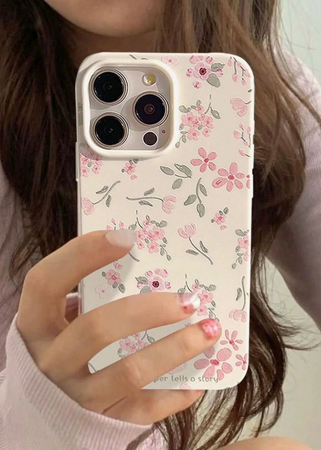 Funda de Teléfono Suave y Artística con Diseño de Flores Blancas Delicadas