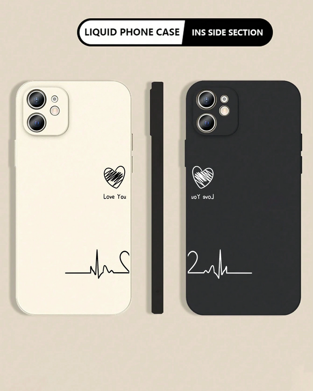 Juego de 2 Fundas de Teléfono TPU en Blanco y Negro para Parejas