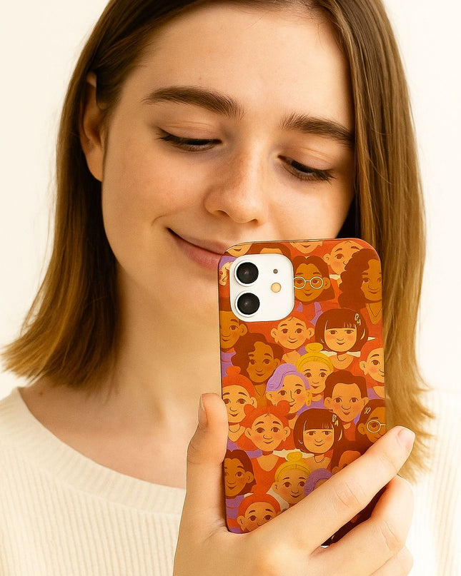 Case Antishock para celular con ilustración artística de rostros – Woman Case