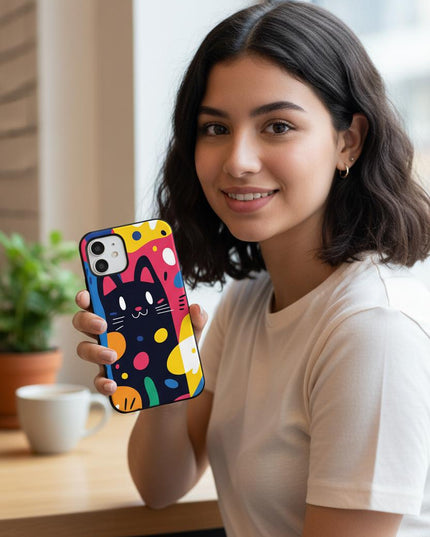 Case Antishock para celular Gato abstracto
