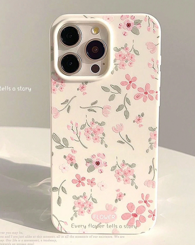 Funda de Teléfono Suave y Artística con Diseño de Flores Blancas Delicadas