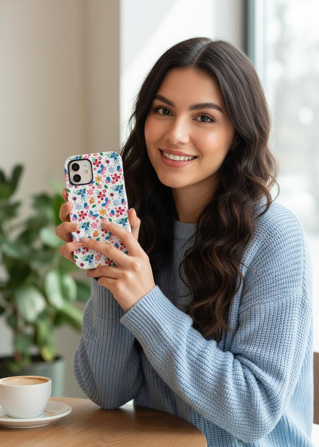 Case Antishock para celular Mariposas Florales