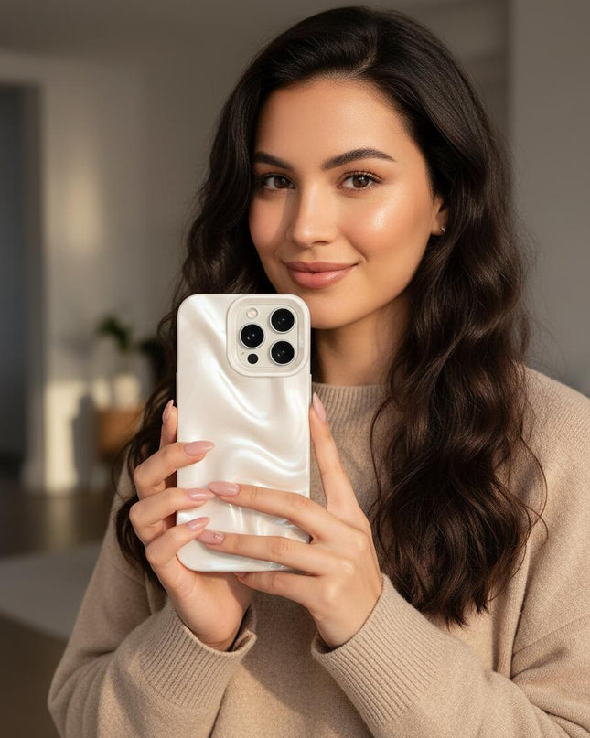 Funda minimalista con patrón de ola perlada – Elegancia y protección en cada detalle