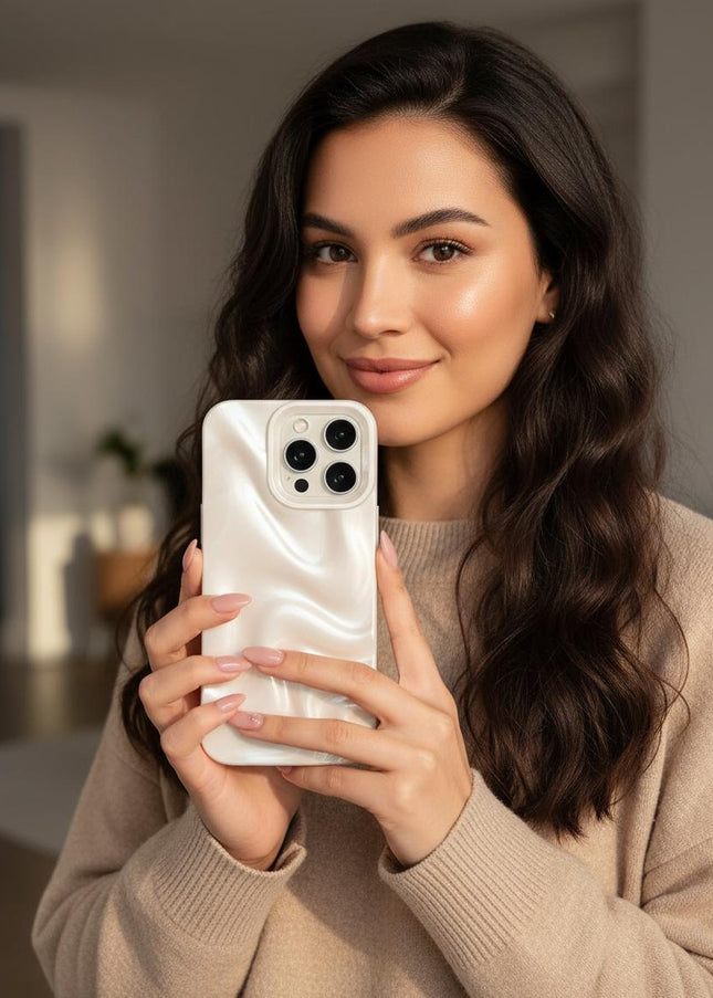 Funda minimalista con patrón de ola perlada – Elegancia y protección en cada detalle