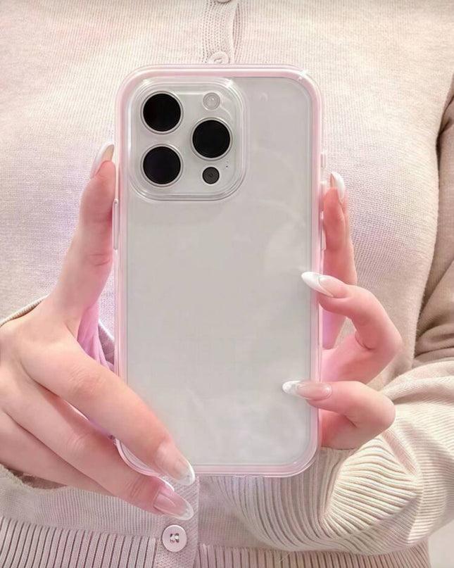 Funda rosa con marco colorido – Estilo moderno y protección premium