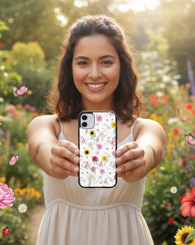 Funda Floral con Mariposas – Dulzura que Protege tu Estilo