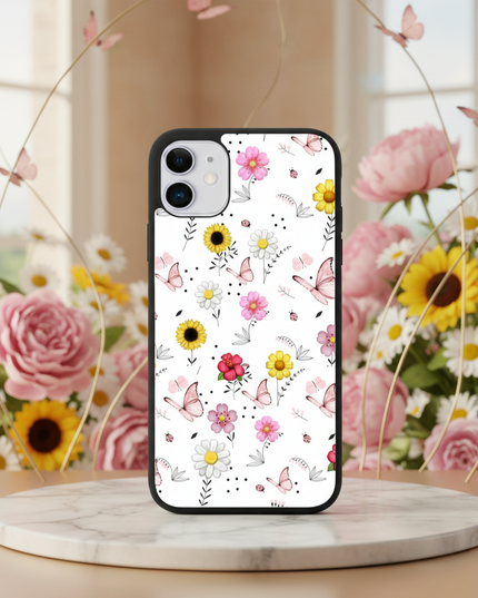 Funda Floral con Mariposas – Dulzura que Protege tu Estilo