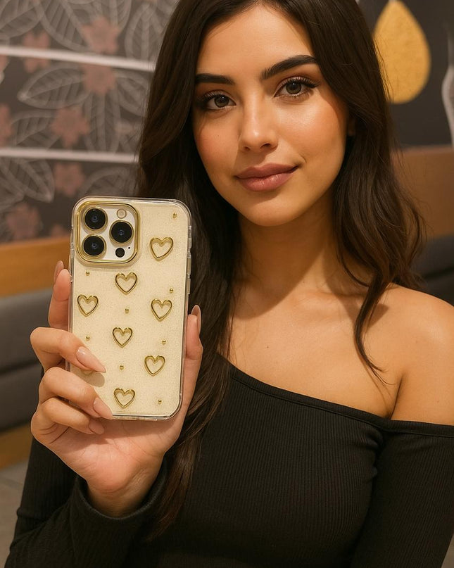 Estuche de Resina Epoxi con Diseño de Corazón y Perlas 3D