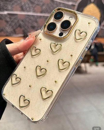 Estuche de Resina Epoxi con Diseño de Corazón y Perlas 3D