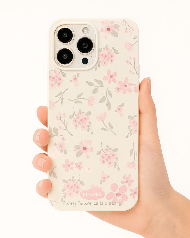 Funda de Teléfono Suave y Artística con Diseño de Flores Blancas Delicadas