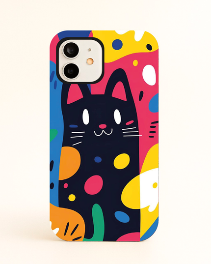 Case Antishock para celular Gato abstracto